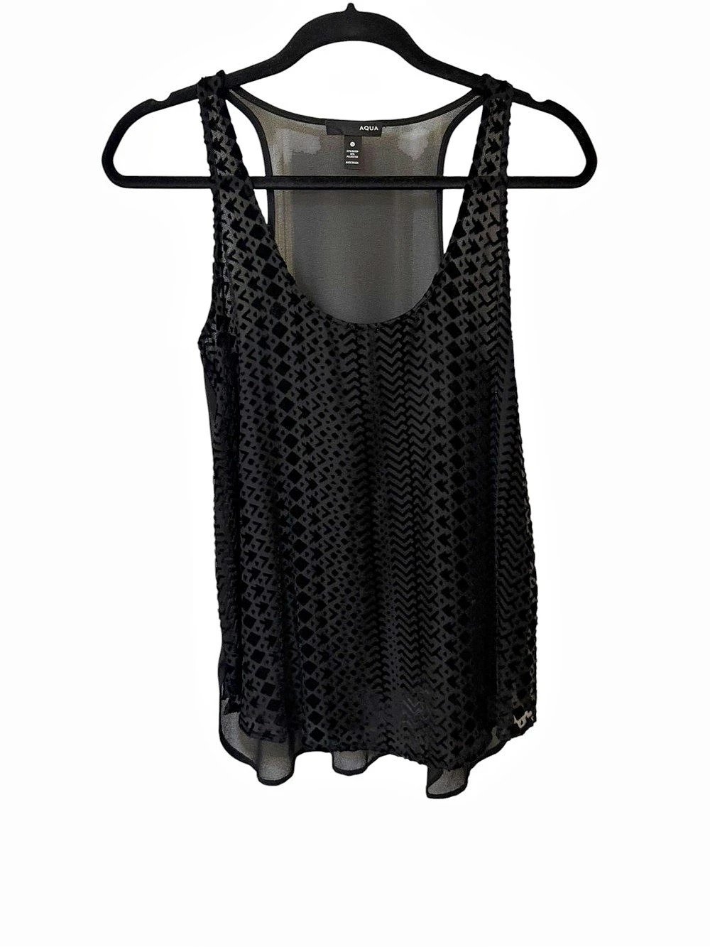 AQUA Geometric Tank Top in Black Small